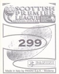 2000 Panini Scottish Premier League Stickers #299 Gordon Marshall Back