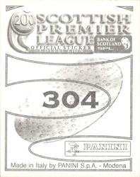 2000 Panini Scottish Premier League Stickers #304 David Bagan Back