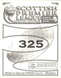 2000 Panini Scottish Premier League Stickers #325 Stephen Craigan Back