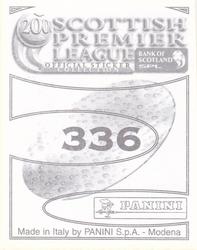 2000 Panini Scottish Premier League Stickers #336 Andy Goram Back