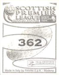 2000 Panini Scottish Premier League Stickers #362 Sergio Porrini Back