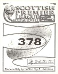 2000 Panini Scottish Premier League Stickers #378 Gabriel Amato Back