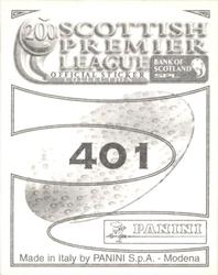 2000 Panini Scottish Premier League Stickers #401 Alan Kernaghan Back
