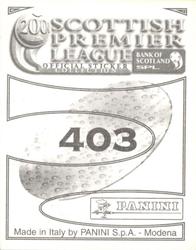 2000 Panini Scottish Premier League Stickers #403 George O'Boyle Back