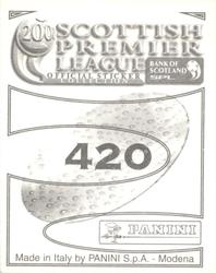 2000 Panini Scottish Premier League Stickers #420 Lorenzo Amoruso Back