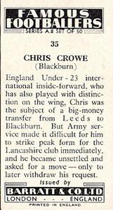 1961 Barratt & Co. Famous Footballers (A9) - A8 Misprint #35 Chris Crowe Back