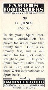 1961 Barratt & Co. Famous Footballers (A9) - A8 Misprint #38 Cliff Jones Back