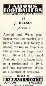 1961 Barratt & Co. Famous Footballers (A9) - A8 Misprint #47 Jack Kelsey Back
