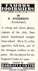 1961 Barratt & Co. Famous Footballers (A9) - A8 Misprint #50 Stan Anderson Back
