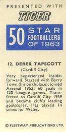 1963 Fleetway Ltd. 50 Star Footballers of 1963 #12 Derek Tapscott Back