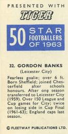 1963 Fleetway Ltd. 50 Star Footballers of 1963 #32 Gordon Banks Back