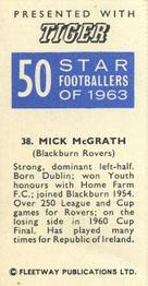 1963 Fleetway Ltd. 50 Star Footballers of 1963 #38 Mick McGrath Back