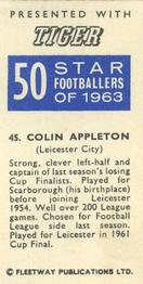 1963 Fleetway Ltd. 50 Star Footballers of 1963 #45 Colin Appleton Back