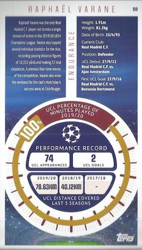 2020-21 Topps UEFA Champions League Best of the Best #59 Raphaël Varane Back