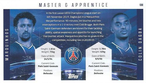 2020-21 Topps UEFA Champions League Best of the Best #138 Marquinhos / Colin Dagba Back