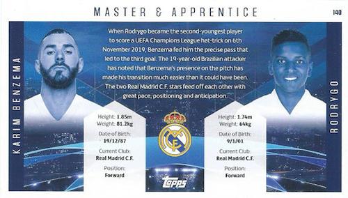 2020-21 Topps UEFA Champions League Best of the Best #140 Karim Benzema / Rodrygo Back
