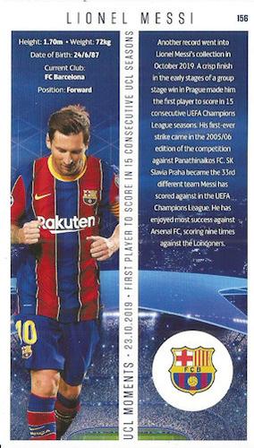 2020-21 Topps UEFA Champions League Best of the Best #156 Lionel Messi Back
