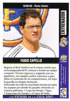 2006-07 Mundicromo Las Fichas de la Liga 2007 #31 Fabio Capello Back