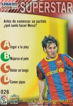 2011-12 Mundicromo Las Fichas de la Liga 2012 #26 Messi Back