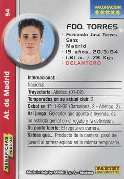 2003-04 Panini LaLiga Megafichas #54 Fernando Torres Back
