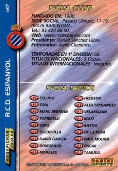 2003-04 Panini LaLiga Megafichas #127 R.C.D. Espanyol Back