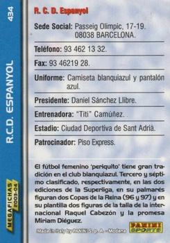 2003-04 Panini LaLiga Megafichas #434 R.C.D. Espanyol Back