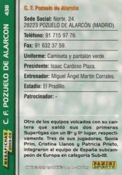 2003-04 Panini LaLiga Megafichas #438 C.F. Pozuelo de Alarcon Back