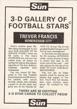 1972 The Sun 3D Gallery of Football Stars #NNO Trevor Francis Back