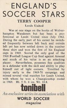 1969-70 Tonibell England's Soccer Stars #NNO Terry Cooper Back