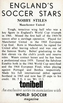 1969-70 Tonibell England's Soccer Stars #NNO Nobby Stiles Back