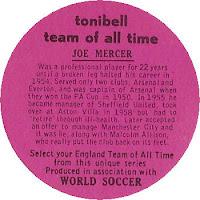 1970 Tonibell Team of All Time #NNO Joe Mercer Back