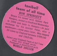 1970 Tonibell Team of All Time #NNO Ron Springett Back