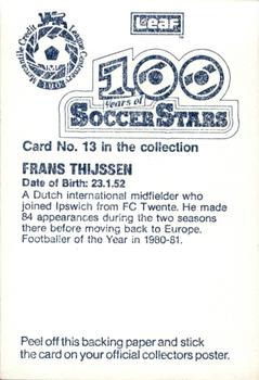 1988 Leaf - 100 Years of Soccer Stars #13 Frans Thijssen Back
