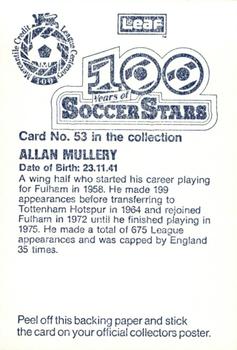 1988 Leaf - 100 Years of Soccer Stars #53 Alan Mullery Back