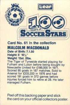 1988 Leaf - 100 Years of Soccer Stars #61 Malcolm MacDonald Back