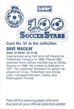 1988 Leaf - 100 Years of Soccer Stars #91 Dave Mackay Back
