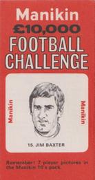 1969 J.R. Freeman Manikin Football Challenge #15 Jim Baxter Front