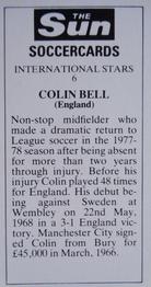 1978-79 The Sun Soccercards #6 Colin Bell Back
