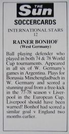 1978-79 The Sun Soccercards #12 Rainer Bonhof Back