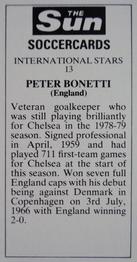 1978-79 The Sun Soccercards #13 Peter Bonetti Back