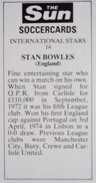 1978-79 The Sun Soccercards #14 Stan Bowles Back