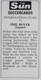 1978-79 The Sun Soccercards #15 Phil Boyer Back