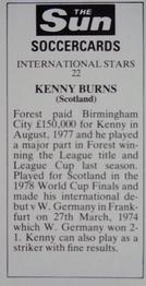 1978-79 The Sun Soccercards #22 Kenny Burns Back