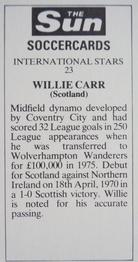1978-79 The Sun Soccercards #23 Willie Carr Back
