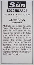 1978-79 The Sun Soccercards #34 Alfie Conn Back