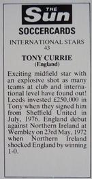 1978-79 The Sun Soccercards #43 Tony Currie Back
