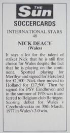 1978-79 The Sun Soccercards #48 Nick Deacy Back