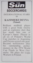 1978-79 The Sun Soccercards #49 Kazimierz Deyna Back