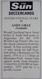 1978-79 The Sun Soccercards #66 Andy Gray Back