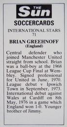 1978-79 The Sun Soccercards #71 Brian Greenhoff Back